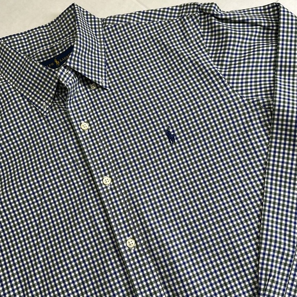 Ralph Lauren Blue White Gingham Men’s Long Sleeve Button Down Size Medium - Picture 1 of 12